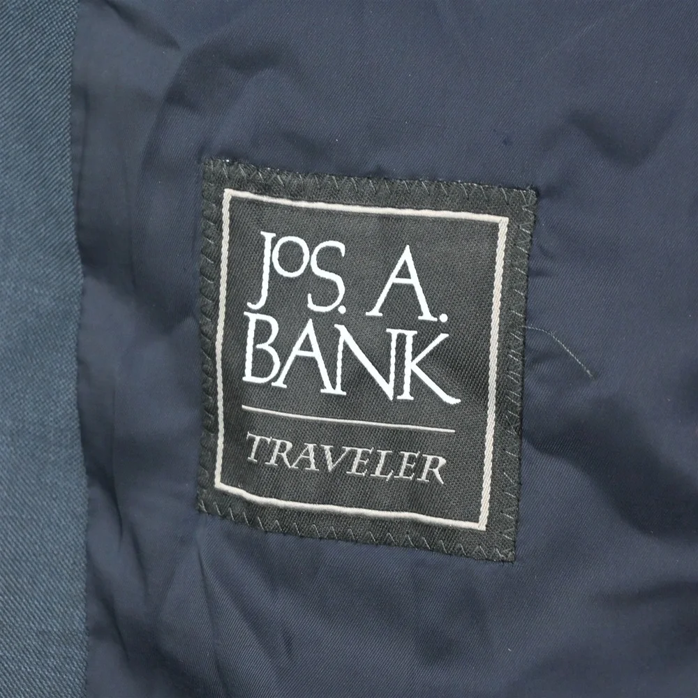 Jos A Bank 46R 38x32 Blue 100% Wool Traveler Mens Jacket Pants Suit